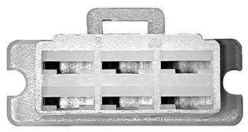 Conector rectangular macho con ranura para 6 conectores ’hembra’ con ranura