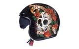 Casco Jet MT Helmets Le Mans 2 SV Skull & Rose Negro L