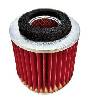 Red cylindrical motorcycle air filter with foam top from BoxToBox recambios de motos