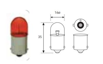 PILOTO TUB 12V 5W BA15S ROJO