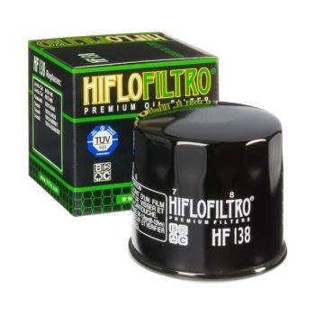 HIFLOFILTRO HF138 oil filter and box for motorcycle, available at BoxToBox recambios