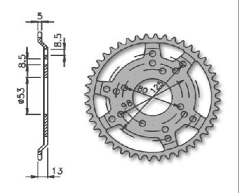 CORONA PBR 44 DIENTES DERBI SENDA/R <99, FENIX, SENDA SM<99 50cc