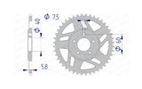 Corona Afam 415 Aluminio 44 Dientes KTM 50
