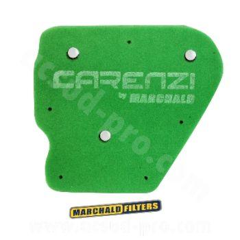 Green Carenzi by Marchald motorcycle air filter, replacement part for BoxToBox motos