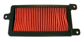Rectangular red motorcycle air filter with black frame, BoxToBox moto replacement part