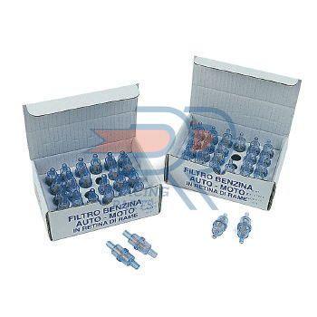 Blue motorcycle fuel filters in open boxes, replacement parts from BoxToBox