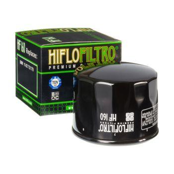Hiflofiltro HF160 motorcycle oil filter with branded box, premium moto spare part at BoxToBox