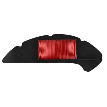 Motorcycle air filter replacement part with red pleats on black casing, BoxToBox recambio