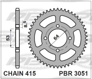 CORONA PBR 36 DIENTES DERBI ANTORCHA,OLIMPICA,COPPA,LAGUNA,TS,DIABLO,C-4,C-5,C-7,SCOOTER,DS,VARIANT,FDT,FDS,RD2,JUMBO,SAVANNAH 53