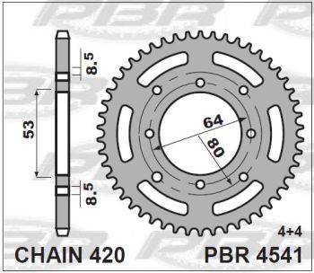 CORONA PBR 34 DIENTES DERBI VARIANT START TOP, VARIANT START 3, VARIANT REVOLUTION, VARIANT START V, DURAX, AVENTURE, URBAN 50cc